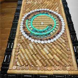 Unique Cork Wall Art with Neon Accent